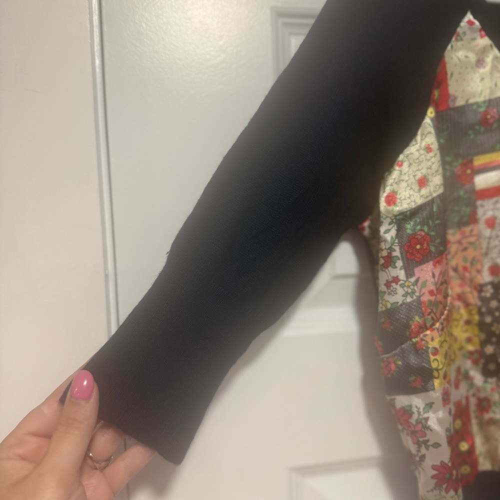 Navy Multicolor Patchwork Cardigan - image 3